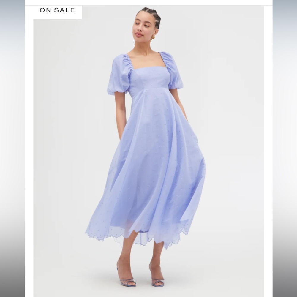 HILL HOUSE HOME Women's The Matilda Dress Size S in Hyacinth Organza Dot